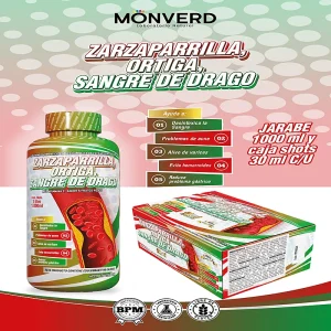 Zarzaparrilla + Ortiga + Sangre de Drago - Jarabe 1 Litro (Monverd)