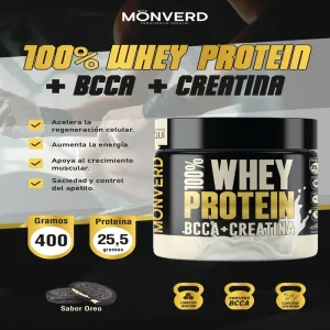 Whey Protein + BCAA + Creatina - Oreo 400 gramos (Monverd)