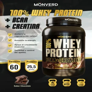 Whey Protein + BCAA + Creatina – Chocolate 4 Libras (Monverd)
