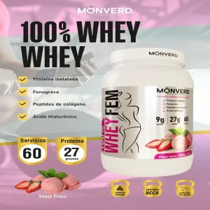 100% Whey FEM - Fresa - 4 Libras  (Monverd)