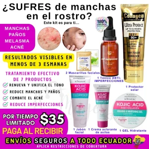 Kit Anti-Manchas 7 en 1 $35 – Piel Radiante en 3 Semanas - Sin Color