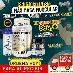 KIT FITNESS 1 PROTEINA 4LB + 1 CREATINA + 1 SHAKER