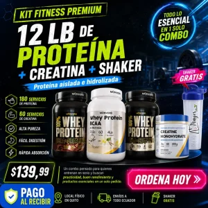 KIT FITNESS 12 LIBRAS DE PROTEINA